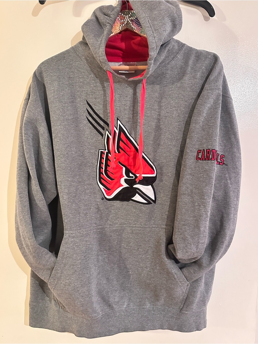 Men’s “Vintage” E5 Sports Ball State Cardinals hoodie in heather gray Size 2XL